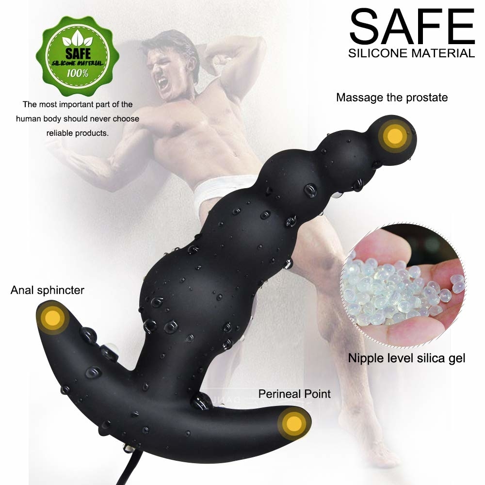 Silicone 10mode Vibrating Black Anal Plug Waterproof Unisex Male Female Adult Pleasure Toy - 5