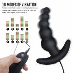 Vibrating Waterproof Butt Plug 10 Mode Black Color Silicone Anal Vibrator For Male & Female Sex Toys - 2