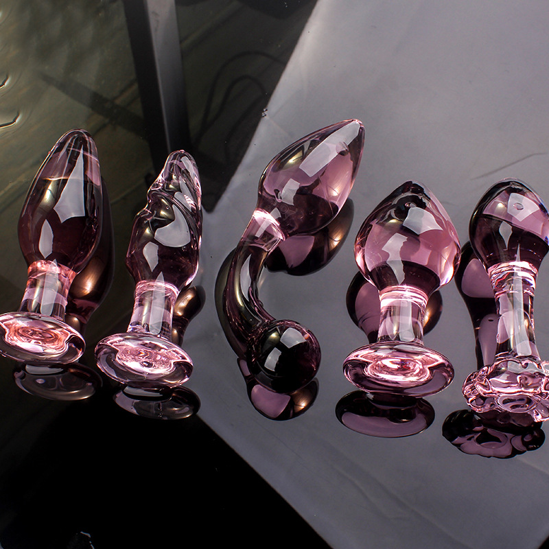 Pink Glass Anal Beads Dildo Butt Plugs Sensual Gay Womens Sex Toy - 1