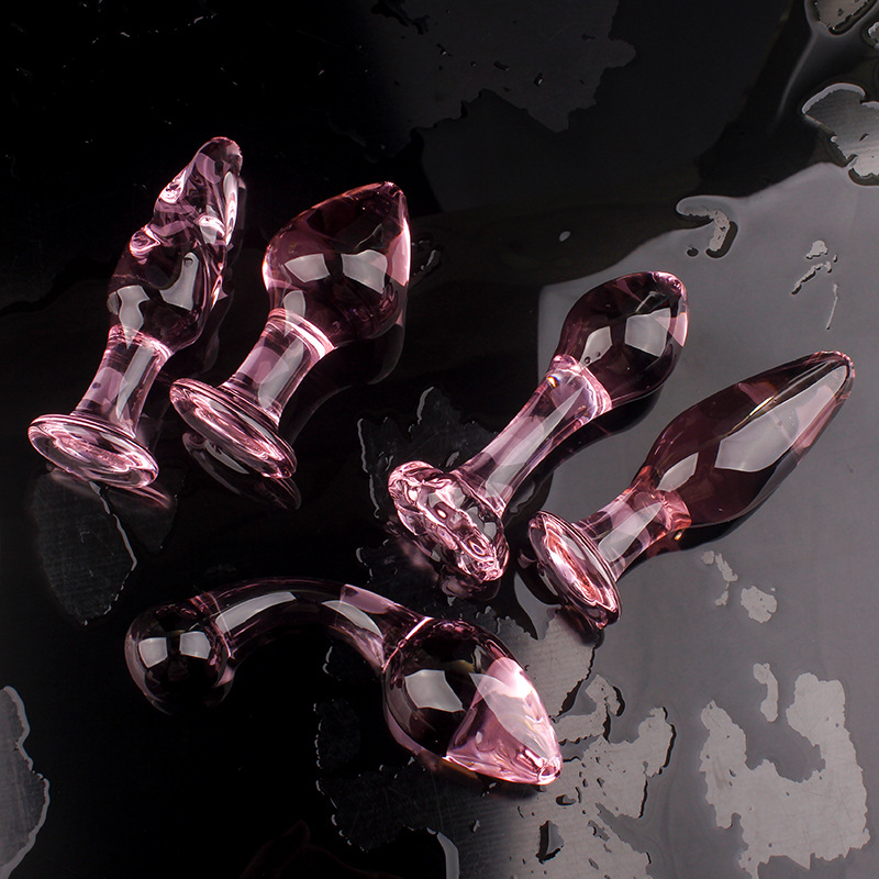 Pink Glass Anal Beads Dildo Butt Plugs Sensual Gay Womens Sex Toy - 8