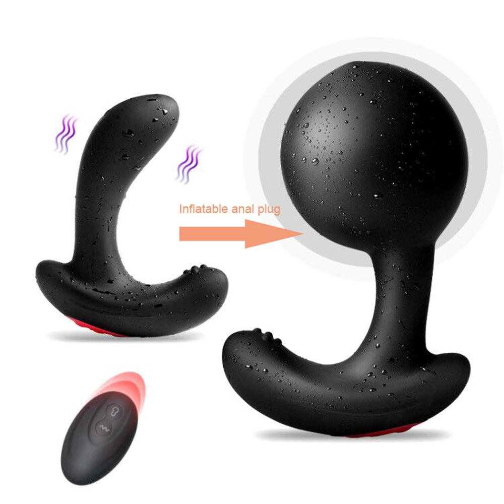 Silicone Inflatable Vibrating Anal Plug Prostate Massager Mens Adult Sex Toy Butt Plug Vibration - 15