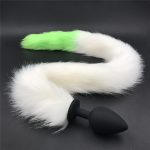 Silicone Anal Plug Tails Butt Green Tail Anus Bead Feiths Bondage Animal Sex Toys For Couples H8-5-135a