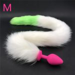 Silicone Anal Plug Tails Butt Green Tail Anus Bead Feiths Bondage Animal Sex Toys For Couples H8-5-135a - 5
