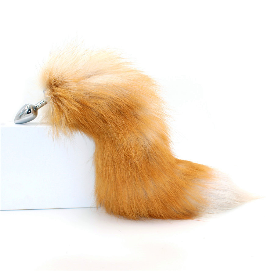 Quality Stainless Steel Fox Tail Anal Plug Large Realistic Fur Couples Erotic Cosplay Accessory - 4