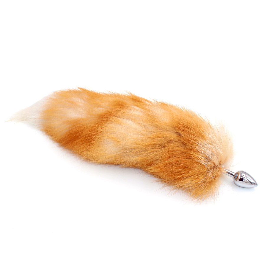 Quality Stainless Steel Fox Tail Anal Plug Large Realistic Fur Couples Erotic Cosplay Accessory - 5