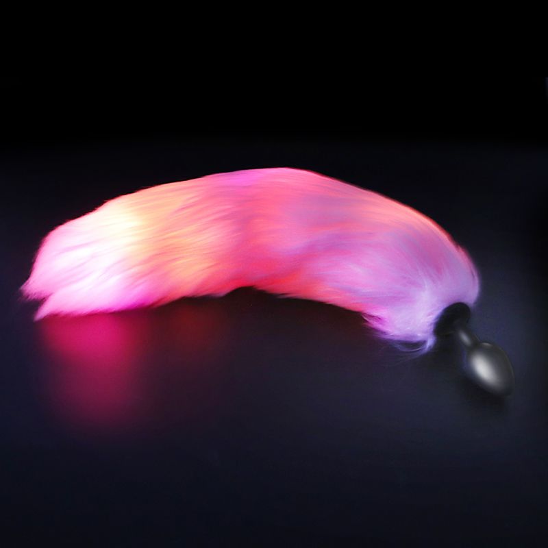 Led Silicone Anal Plug With Smooth Insert Adult Erotic Toy Game Cosplay Faux Fox Tail - 2