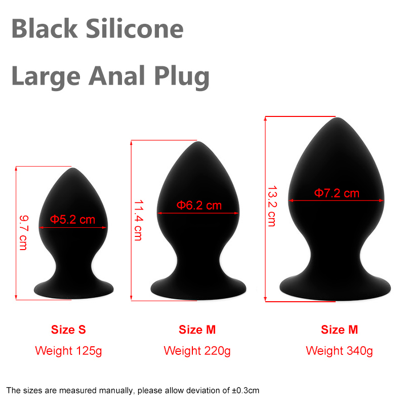 Black Silicone Anal Plug Set Soft Large Suction Cup Dildos For Men Adult Gay Erotic Sex Toys - 2