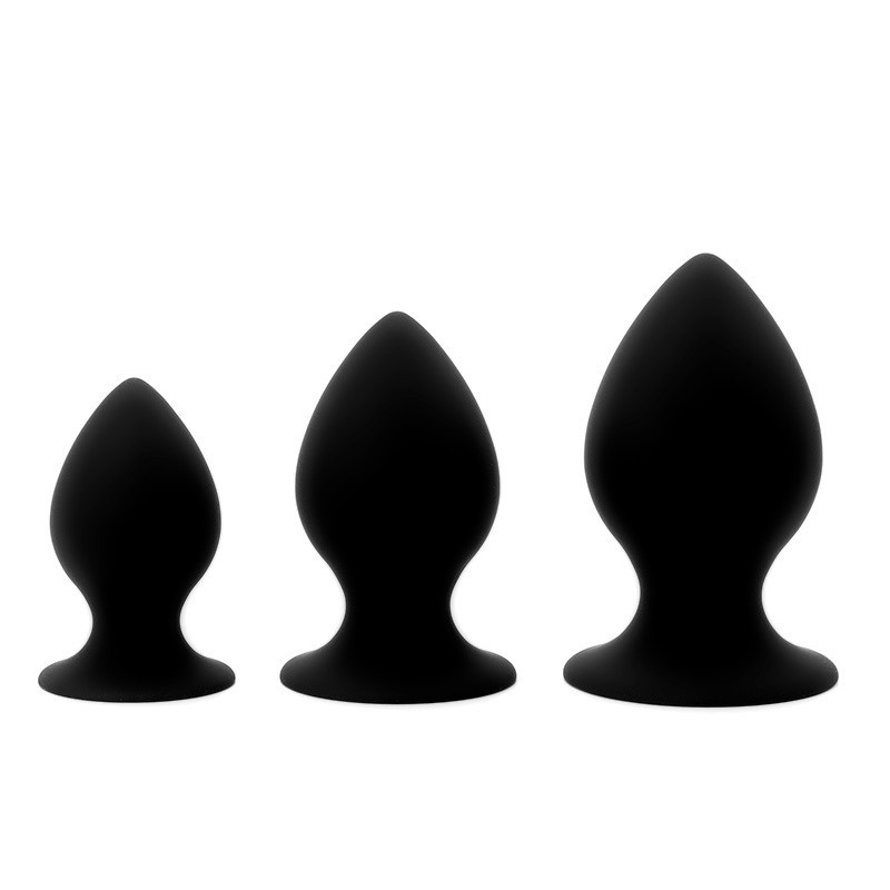 Black Silicone Anal Plug Set Soft Large Suction Cup Dildos For Men Adult Gay Erotic Sex Toys - 7
