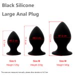 Erotic Black Silicone Big Anal Plug 3 Sizes Strong Suction Cup Butt Smooth Soft Huge Dildo Adult Gay Sex Toys For Men - 2