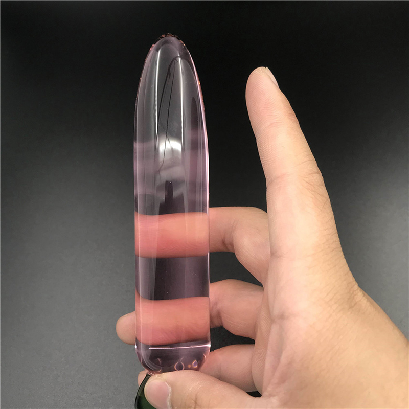 Pink Crystal Glass Dildo 5x28cm Gspot Anal Plug Vaginal Massager Couples Erotic Sex Toys - 14
