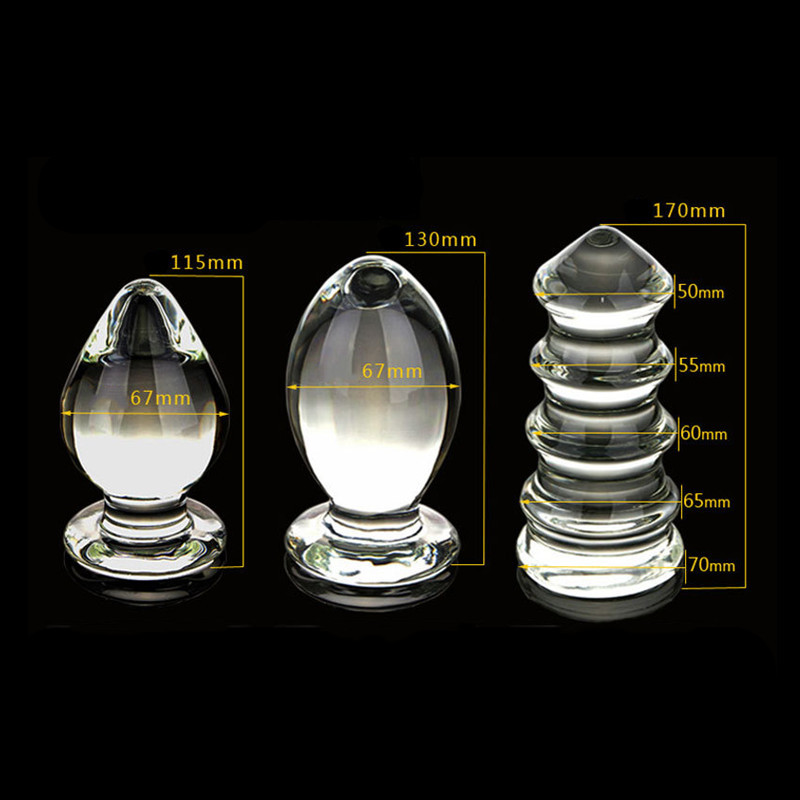 Extra Large Transparent Glass Anal Plug Prostate Massager Crystal Dildo Female Pleasure Sex Toy - 5