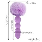 Soft Anal Dildo Beads Silicone Butt Plug Smooth Touch Hairy Rabbit Tail Adult Sex Toys For Woman - 3