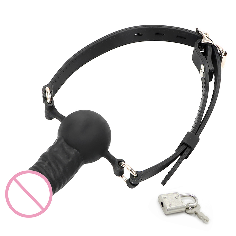 Camatech Full Silicone Strapon Penis Gag Dildo Sm Bondage Restraints Open Mouth Oral Fixation With Locking Buckles - 5