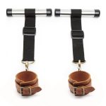 Brown Leather Erotic Handcuffs Bondage Ankle Cuff Bdsm Fetish Slave Adult Games Kit Under Mattress Restraint Wrist Cuffs & Whip - 4