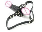 Strapon Double Dildo Open Mouth Gag Leather Harness Erotic Sex Toys For Couples Fetish Lesbian Bondage Products Adult Games - 3