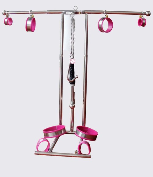 Stainless Steel Bdsm Bondage Frame Torture Device Wrist Leg Ankle Restraints Neck Corset Collar Handcuffs Anal Hook Dildo Set - 1