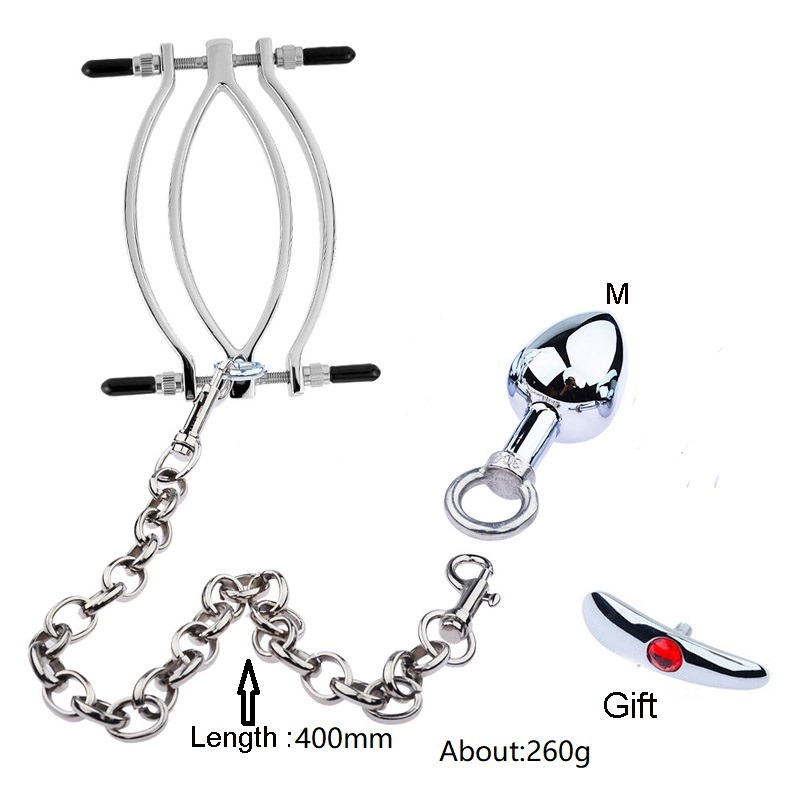 Bdsm Bondage Kit With Metal Anal Plug Vagina Spreader Clamp Chain Set Adult Couple Sex Game Accessory - 8