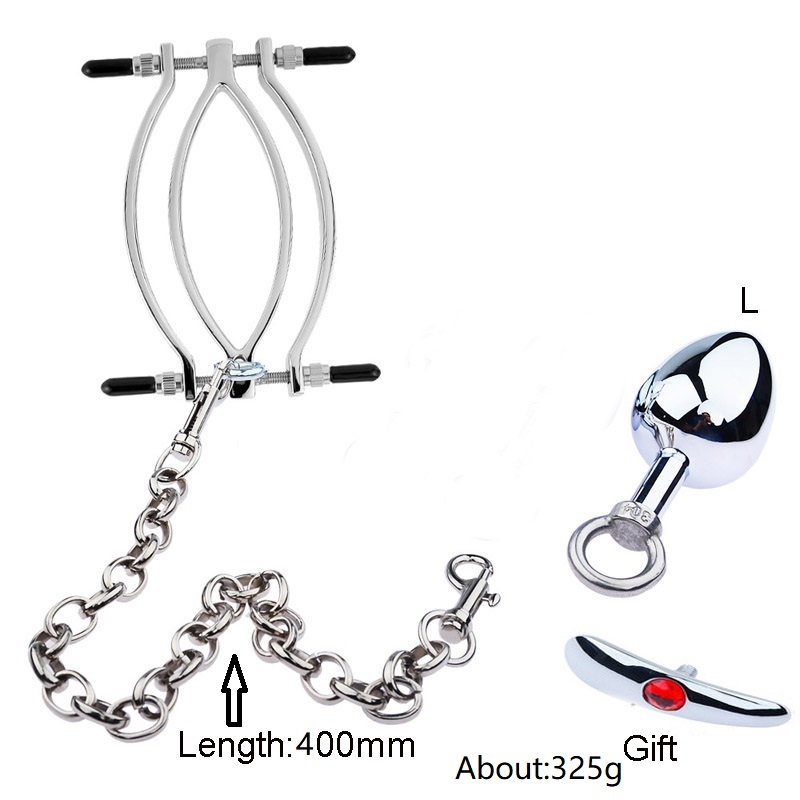 Bdsm Bondage Kit With Metal Anal Plug Vagina Spreader Clamp Chain Set Adult Couple Sex Game Accessory - 9