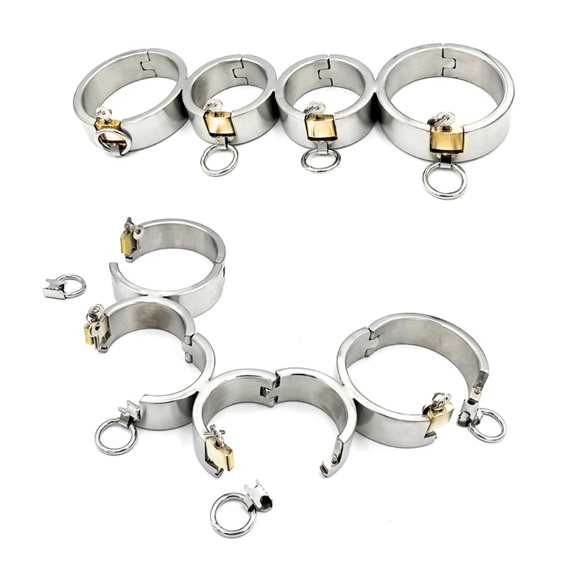 Stainless Steel Bdsm Handcuffs Adult Couples Game Restraints Shackle Lock Manacles Erotic Toy G76115 - 3