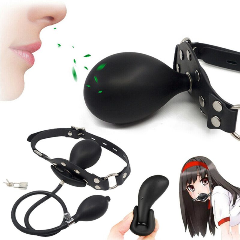 Harness Inflatable Bondage Gag Pump Bite Balls Mouth Plug Panel Balloon