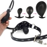 Harness Inflatable Bondage Gag Pump Bite Balls Mouth Plug Panel Balloon - 2
