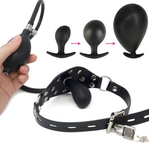 Harness Inflatable Bondage Gag Pump Bite Balls Mouth Plug Panel Balloon - 2
