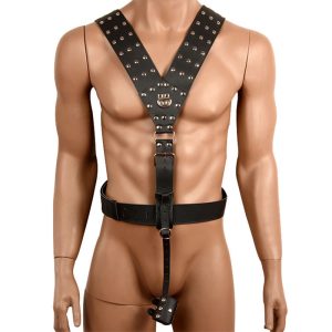 Male Pu Harness Bondage Gear With Cockring Restraints Kits Waist Strap Adult Games Bdsm Sex Toys For Men J10-1-54 - 2