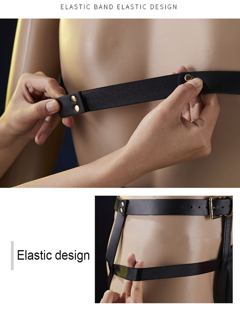 Male Bdsm Bondage Kit Adjustable Leather Chastity Set With Handcuffs Headgear Cage For Erotic Adult Games - 7