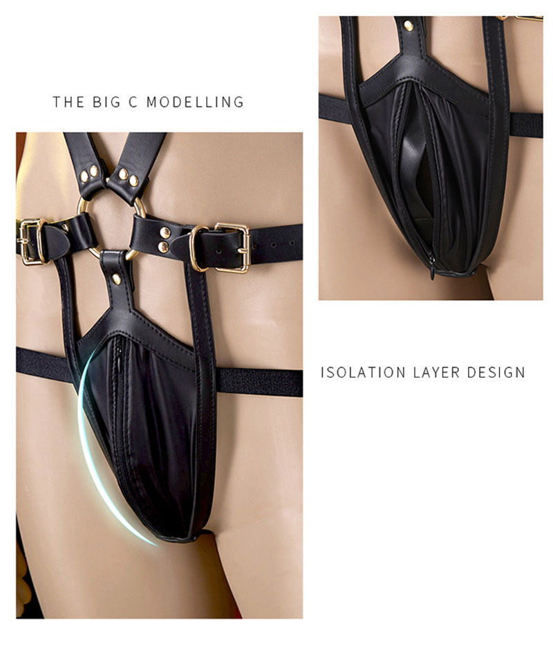 Male Bdsm Bondage Kit Adjustable Leather Chastity Set With Handcuffs Headgear Cage For Erotic Adult Games - 8