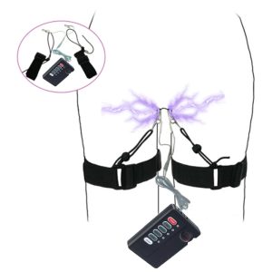 Electric Shock Labia Clamps With Leg Bondage Belt Nipple Clip Vibrator Pussy Clitoris Electro Stimulation Sex Toys For Women