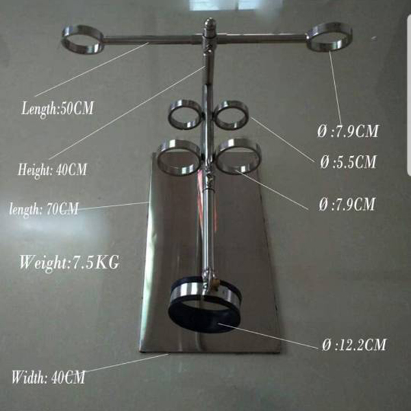 Stainless Steel Bondage Shelf Adult Bdsm Toy Set Handcuffs Foot Cuffs Collar For Couples Play - 2