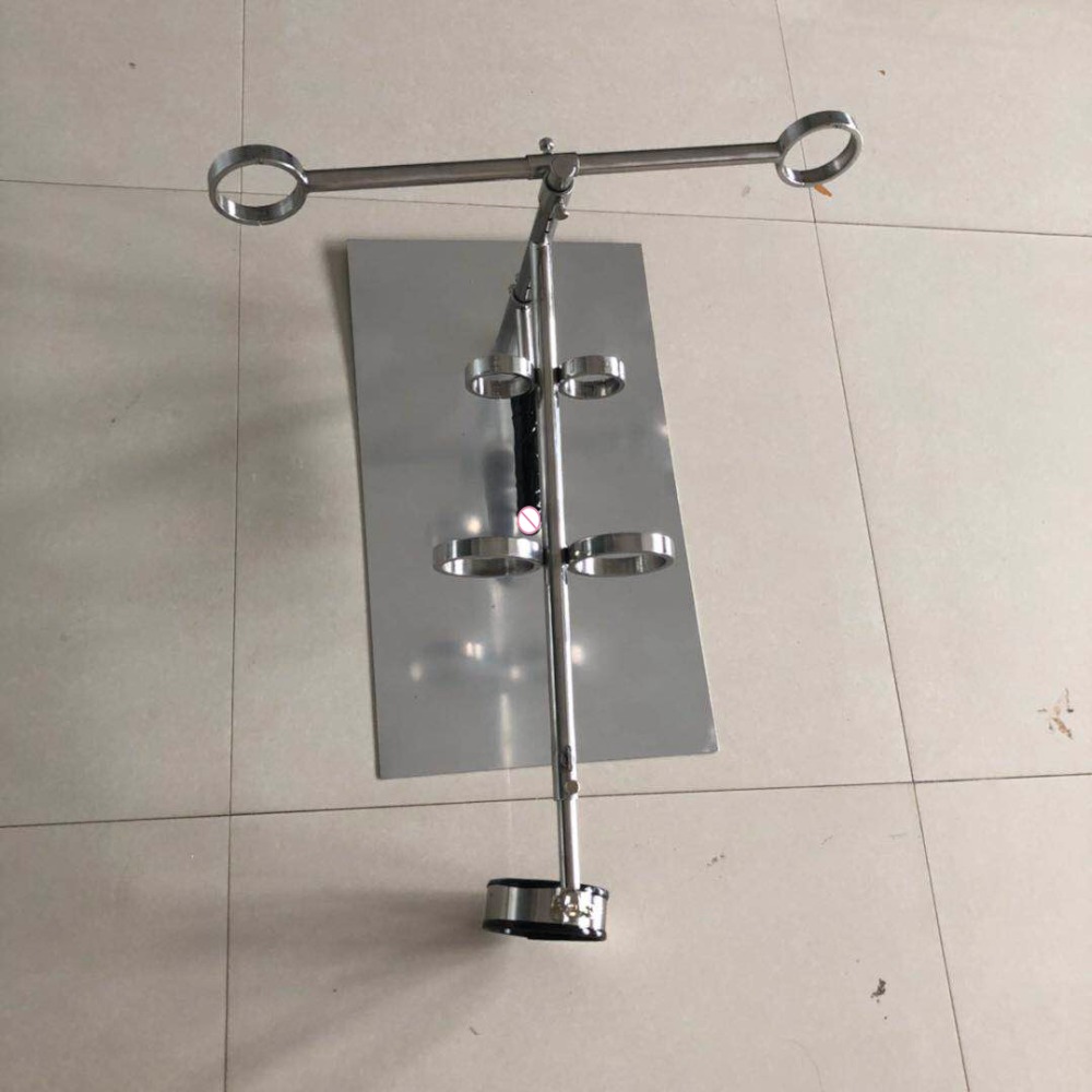 Stainless Steel Bondage Shelf Adult Bdsm Toy Set Handcuffs Foot Cuffs Collar For Couples Play - 4