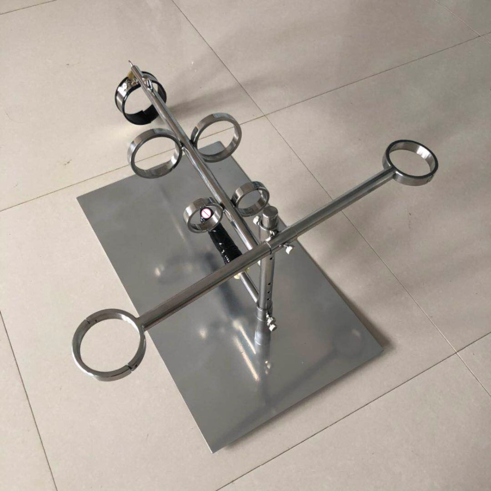 Stainless Steel Bondage Shelf Adult Bdsm Toy Set Handcuffs Foot Cuffs Collar For Couples Play - 10