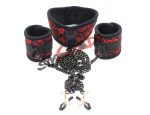 Bondage Restraint System Sex Collar With Handcuffs And Chain Nipple Clamps Wrist To Restraints Kit