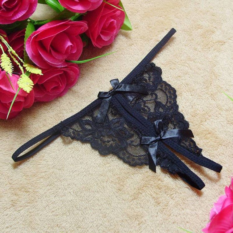 Womens Sexy Lace Gstring Panties Soft Cotton Lingerie Comfortable Waist Briefs Tback Underwear Pack Of 1 - 1
