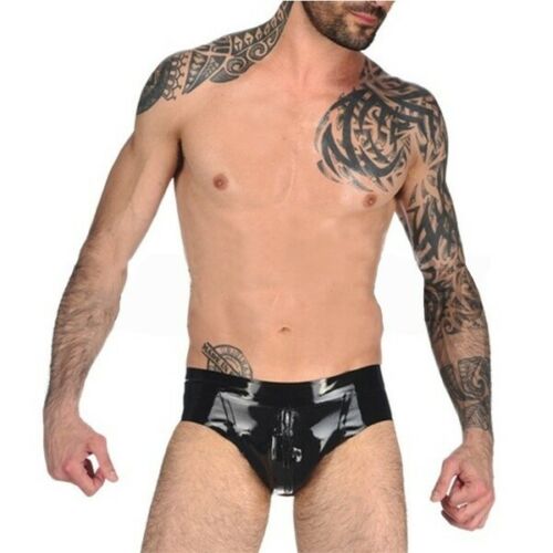 Mens Natural Latex Briefs With Anal Sleeve Comfortable Gay Underwear Erotic Shorts For Men - 2