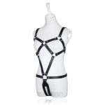 Puppy Play Pu Leather Black Open Chest Cage Bra Harness Fetish Wear Bottom Panties Body Bondage Bodysuit - 4
