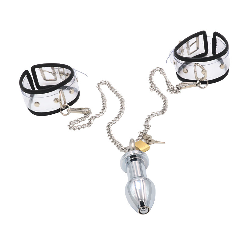 Leather Bdsm Handcuffs With Adjustable Bondage Restraints And Durable Metal Anal Plug For Adult Couples Games Erotic Slave Sextoy - 5