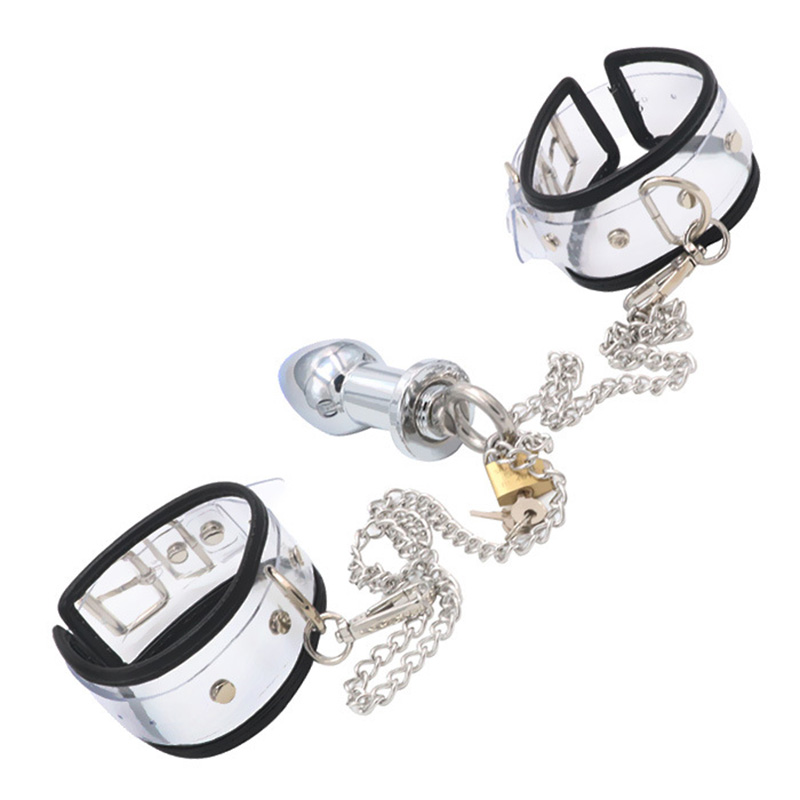 Leather Bdsm Handcuffs With Adjustable Bondage Restraints And Durable Metal Anal Plug For Adult Couples Games Erotic Slave Sextoy - 11
