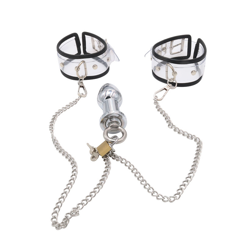 Leather Bdsm Handcuffs With Adjustable Bondage Restraints And Durable Metal Anal Plug For Adult Couples Games Erotic Slave Sextoy - 13