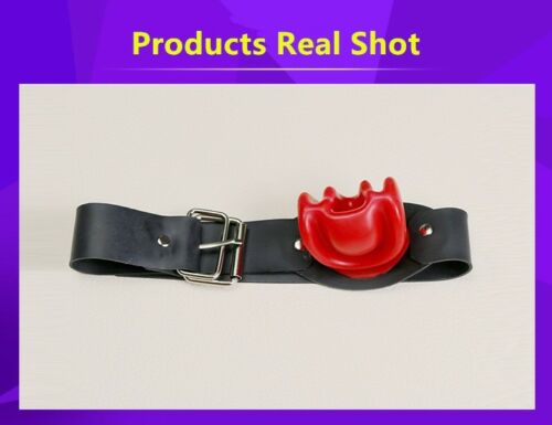 Red Black Latex Bondage Gag Open Mouth Bite Head Harness Restraints For Bdsm Play - 2