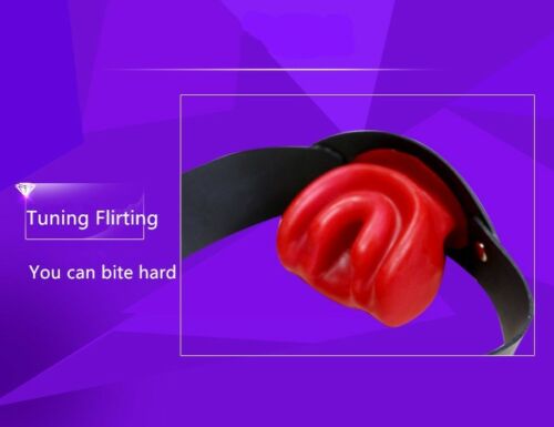 Red Black Latex Bondage Gag Open Mouth Bite Head Harness Restraints For Bdsm Play - 5