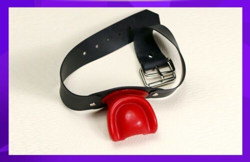 Red Black Latex Bondage Gag Open Mouth Bite Head Harness Restraints For Bdsm Play - 7