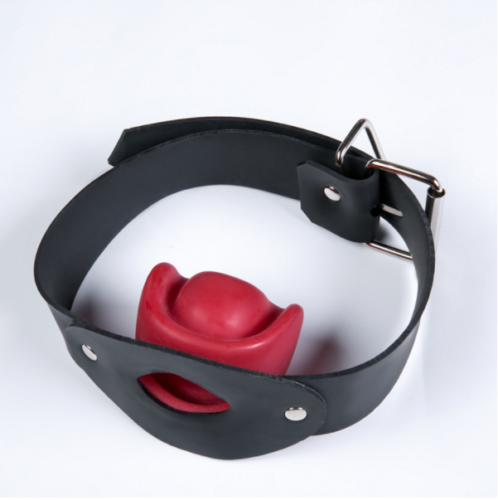 Red Black Latex Bondage Gag Open Mouth Bite Head Harness Restraints For Bdsm Play - 9