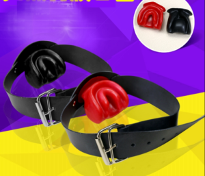 Bondage Latex Open Mouth Gag Bite Head Harness Restraints Red Black