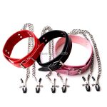 Sexy Bdsm Bondag Metal Chains Nipple Clamps Adult Games For Couples Clips Leather Neck Collars Flirt Sex Toys Slave Play