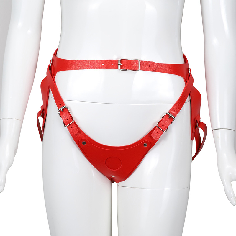 Plus Size Red Leather Bdsm Bondage Pants Adjustable Femdom Sexy Harness Panties Alternative Sex Clothing - 1