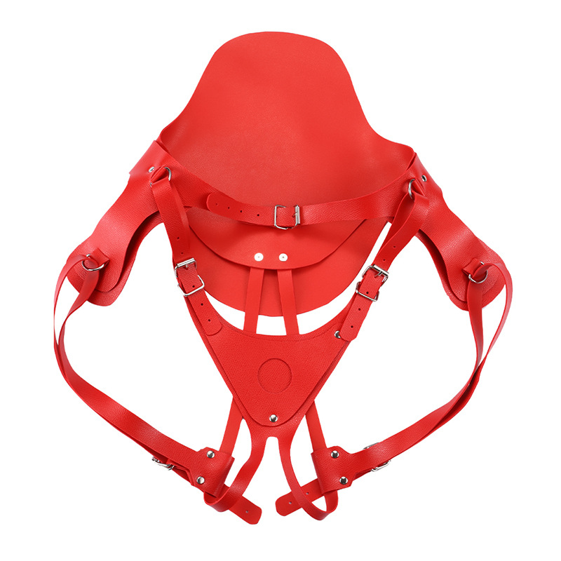 Plus Size Red Leather Bdsm Bondage Pants Adjustable Femdom Sexy Harness Panties Alternative Sex Clothing - 6