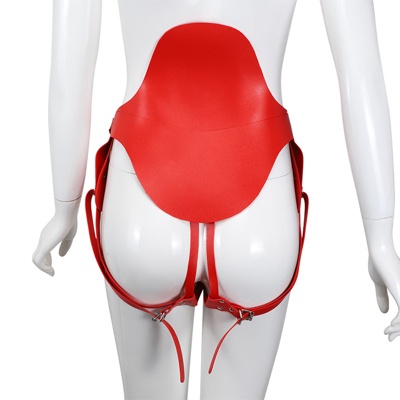Plus Size Red Leather Bdsm Bondage Pants Adjustable Femdom Sexy Harness Panties Alternative Sex Clothing - 8