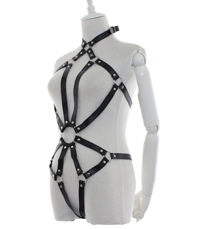 Womens Adjustable Leather Harness Belt Body Bondage Lingerie For Club Festival Dance Party Goth Style Top Cage Chest Belts - 5